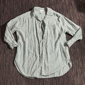 H&M linen blend shirt green striped